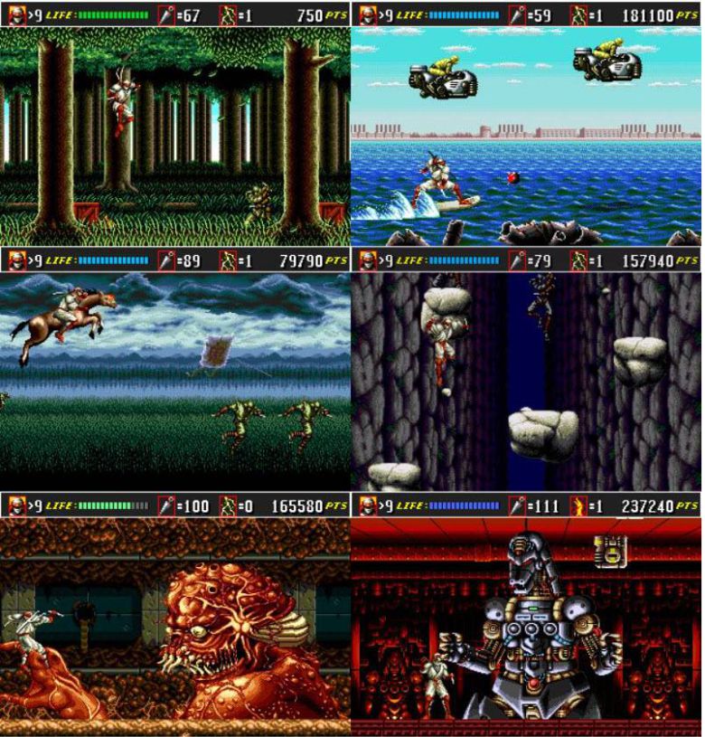 (이어 슈퍼시노비2에서 메카 고질라 같은 느낌의 보스가 등장하기도 했다)