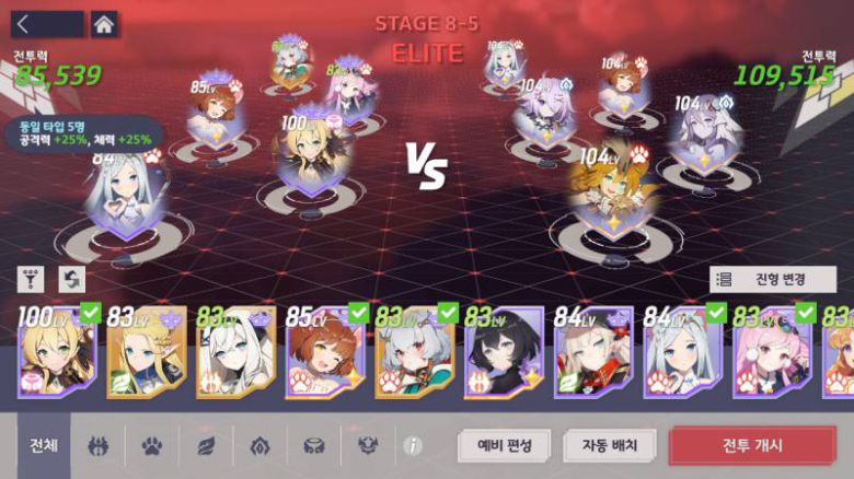 타입과 진형 등이 중요한 전투