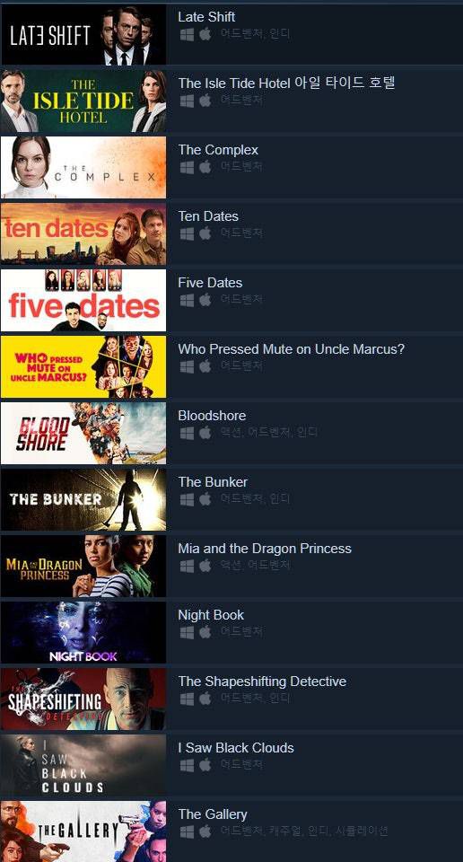 웨일즈 인터랙티브의 다양한 FMV 게임