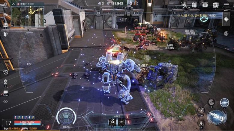 MAU에 탑승해 전투를 진행하는 모습