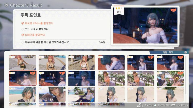 사진 평가에 따라 서포트 숫자가 달라진다