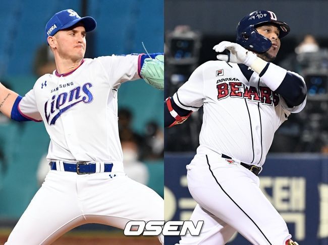 [사진] 삼성 뷰캐넌(왼쪽), 두산 페르난데스. / OSEN DB
