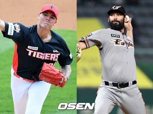 [사진] KIA 브룩스(왼쪽), 한화 카펜터. /OSEN DB
