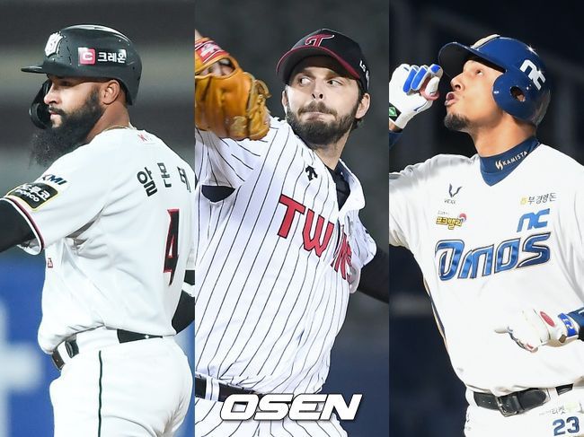 [사진] KT 알몬테(왼쪽부터), LG 수아레즈, NC 알테어. /OSEN DB