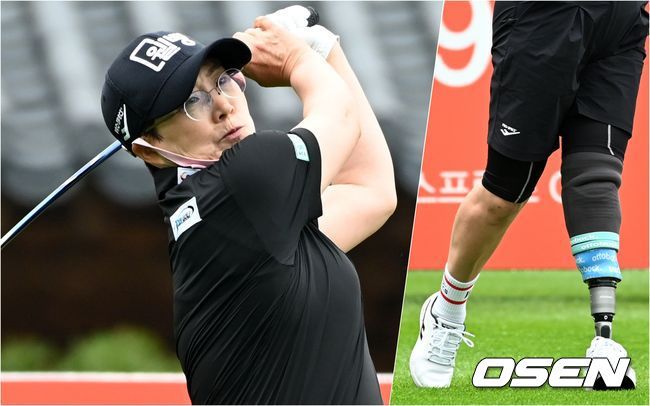 [OSEN=이천, 조은정 기자] 아마추어 한정원이 1번홀 티샷을 위해 티박스로 향하고 있다. 2021.05.28 /cej@osen.co.kr