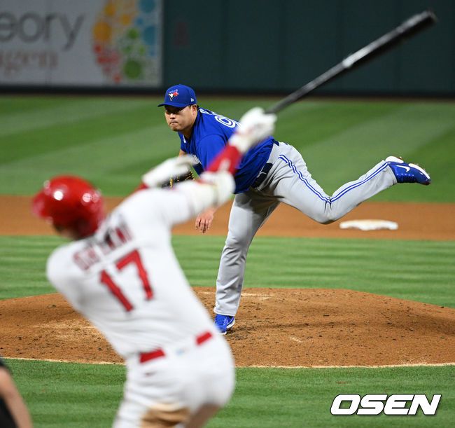 [OSEN=애너하임(미국 캘리포니아주), 최규한 기자]5회말 2사에서 토론토 류현진이 에인절스 오타니를 삼진 처리하고 있다. 2022.05.27 /dreamer@osen.co.kr