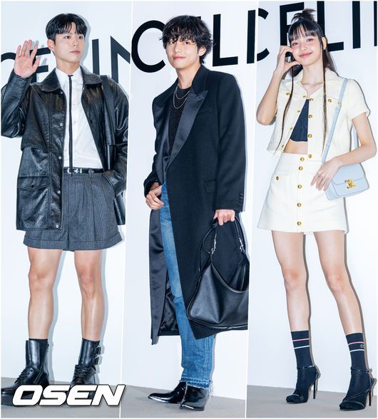 [OSEN=민경훈 기자] 30일 저녁 서울 영등포구 여의도 더현대 서울에서 방탄소년단(BTS) 뷔, 블랙핑크(BLACKPINK) 리사, 배우 박보검의 파리 럭셔리 브랜드 포토콜 행사가 열렸다.배우 박보검, 방탄소년단 뷔, 블랙핑크 리사가 입장하며 포즈를 취하고 있다. 2023.03.30 / rumi@osen.co.kr