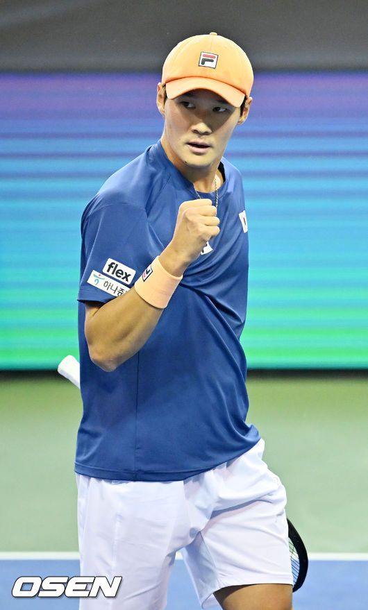 [OSEN=올림픽공원, 민경훈 기자]경기를 마치고 권순우가 기뻐하고 있다. 2023.02.05 / rumi@osen.co.kr