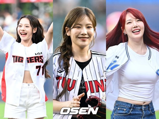 [OSEN=잠실, 김성락 기자] 17일 오후 서울 잠실야구장에서 ‘2024 신한 SOL Bank KBO리그’ 두산 베어스와 롯데 자이언츠의 경기가 열렸다.이날 두산은 최준호를, 롯데는 윌커슨을 선발투수로 내세웠다.시구를 마친 크래비티 원진, 형준이 열띤 응원을 펼치고 있다. 2024.05.17 / ksl0919@osen.co.kr