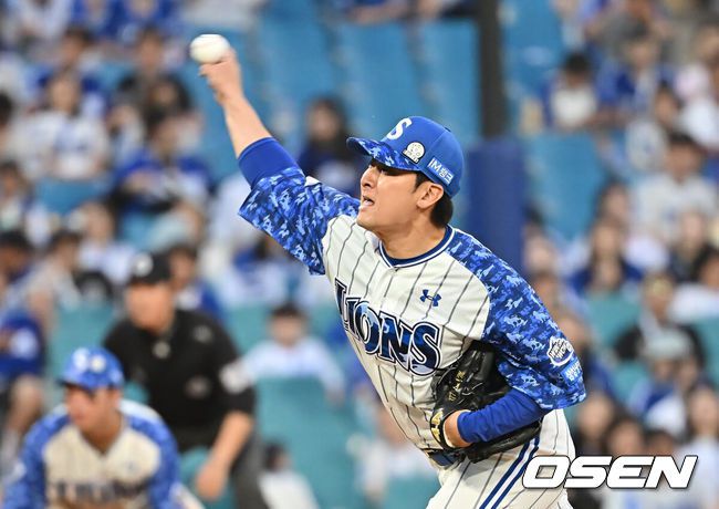 [OSEN=대구, 이석우 기자] 7일 대구삼성라이온즈파크에서 2025 신한 SOL 뱅크 KBO 리그 삼성 라이온즈와 NC 다이노스의 경기가 열렸다. 홈팀 삼성은 레예스가, 방문팀 NC는 신민혁이 선발 출전했다. 삼성 라이온즈 임창민이 역투하고 있다. 2025.06.07 / foto0307@osen.co.kr