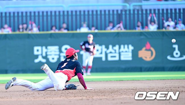 [OSEN=인천, 최규한 기자] 22일 인천 SSG랜더스필드에서 ‘2025 신한 SOL Bank KBO리그’ SSG 랜더스와 KIA 타이거즈의 경기가 열렸다.홈팀 SSG은 드류 앤더슨, 방문팀 KIA는 제임스 네일을 선발로 내세웠다.5회말 1사 1루 상황 SSG 박성한의 병살타 때 KIA 유격수 박찬호가 타구를 잡아 2루로 송구하고 있다. 2025.06.22 / dreamer@osen.co.kr