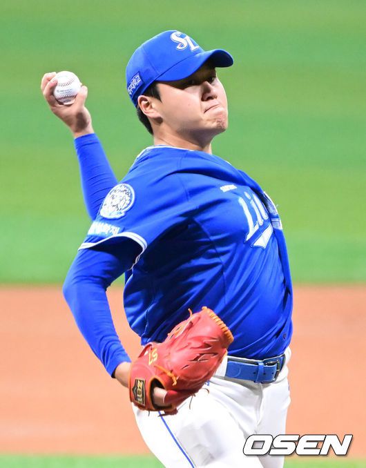[OSEN=고척, 김성락 기자] 29일 오후 서울 고척스카이돔에서 2025 신한 SOL Bank KBO리그 키움 히어로즈와 삼성 라이온즈의 경기가 열렸다.키움은 웰스, 삼성은 이승현을 선발 투수로 내세웠다.1회말 삼성 이승현이 마운드에 올라 힘차게 공을 뿌리고 있다. 2025.06.29 / ksl0919@osen.co.kr