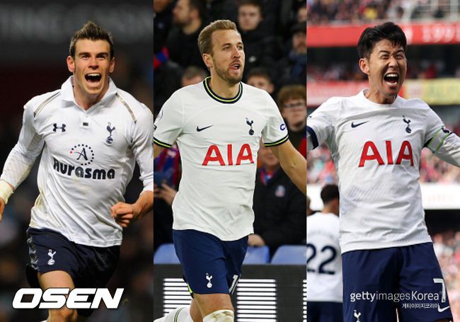 [사진] (왼쪽부터) 가레스 베일, 해리 케인, 손흥민 ⓒGettyimages(무단전재 및 재배포 금지)