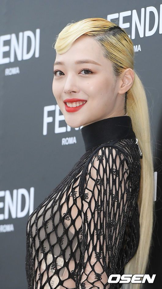 [OSEN=민경훈 기자] 3일 오후 오후 서울 강남구 갤러리아 명품관 광장 앞에서 한 럭셔리 브랜드의 2019 가을/겨울 컬렉션 팝업 스토어 오픈 축하 이벤트 포토 행사가 진행됐다.설리가 포토월로 입장하며 포즈를 취하고 있다. /rumi@osen.co.kr