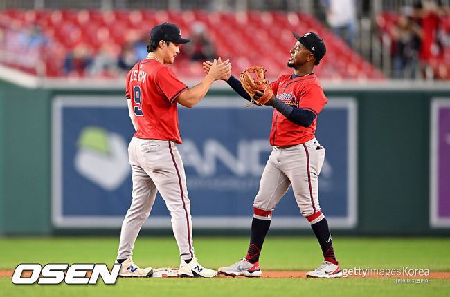 [사진] 애틀랜타 김하성, 아지 알비스. ⓒGettyimages(무단전재 및 재배포 금지)