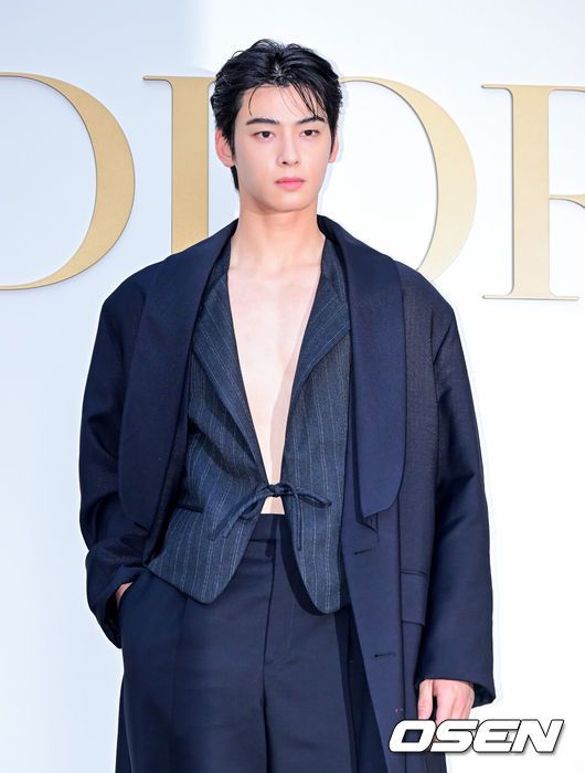 [OSEN=지형준 기자] 29일 오후 서울 성동구 성수동 디올 성수에서 디올 포토행사가 열렸다.이날 가수 뉴진스 해린, 배우 한소희, 차은우, 정해인, 로몬, 김민하, 전 피겨스케이팅 선수 김연아, 모델 박희정, 배윤영이 참석해 자리를 빛냈다.차은우가 포즈를 취하고 있다. 2024.05.29 / jpnews@osen.co.kr