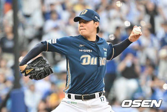 [OSEN=대구, 이석우 기자] 6일 대구 삼성라이온즈파크에서 2025 신한 SOL뱅크 KBO 와일드카드 결정전 삼성 라이온즈와 NC 다이노스의 경기가 열렸다. 홈팀 삼성은 후라도가 방문팀 NC는 구창모가 선발 투수로 출전했다.NC 다이노스 김영규가 역투하고 있다. 2025.10.06 / foto0307@osen.co.kr