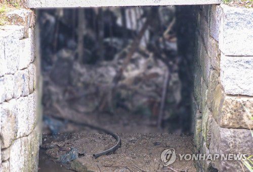 월북한 탈북민 김씨가 빠져나간 것으로 추정되는 배수로(서울=연합뉴스) 김도훈 기자 = 월북 탈북민 김모씨는 배수로 안의 철제 장애물을 손으로 벌리고 빠져나간 것으로 추정된다고 합동참모본부가 지난 28일 밝혔다.
    박한기 합참의장은 이날 국회 국방위 전체회의 출석해 해당 배수로에는 마름모꼴의 철근 장애물과 그 뒤로 윤형 철조망이 설치돼 있다고 밝혔다.
    박 의장은 이중으로 설치된 장애물이 다소 낡은 데다, 신장 163cm, 몸무게 54kg의 김씨가 이 장애물을 극복하고 나갔을 가능성이 있다고 답했다. 
    27일 촬영한 이 사진은 김씨가 빠져나갔을 것으로 추정되는 지난인천시 강화군 강화읍 연곳리 연미정 인근 배수로 모습이다.  superdoo82@yna.co.kr