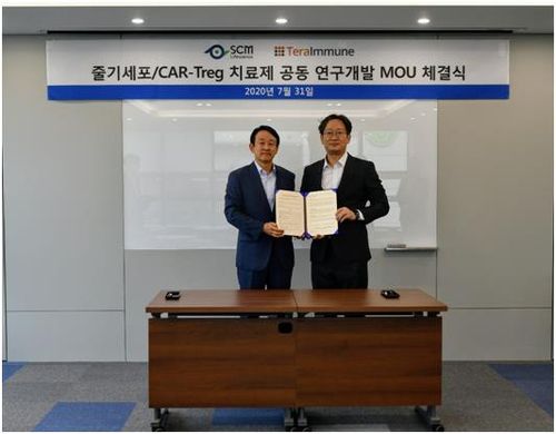 이병건 SCM생명과학 대표이사, 김용찬 테라이뮨 대표이사[SCM생명과학 제공. 재판매 및 DB 금지]