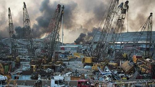베이루트 폭발 사고 현장 모습 [리아노보스티=연합뉴스]
