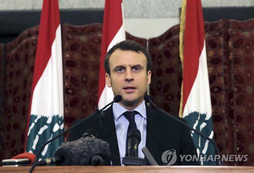 2017년 대선 후보 당시 레바논을 방문한 마크롱 프랑스 대통령. [AP=연합뉴스]