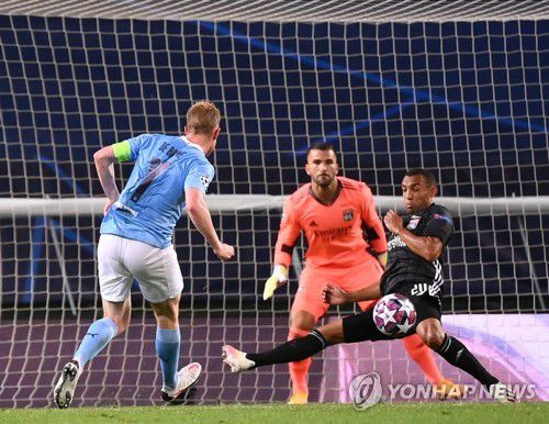 케빈 더브라위너의 동점골 장면[EPA=연합뉴스]