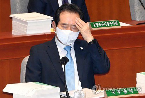 예결위 참석한 정세균 총리(서울=연합뉴스) 진성철 기자 = 정세균 국무총리가 24일 국회 예산결산특별위원회 전체회의에 참석하고 있다.  2020.8.24 zjin@yna.co.kr