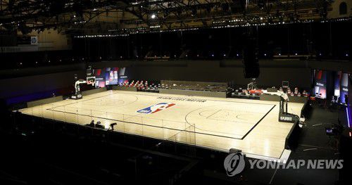 휴스턴과 오클라호마시티 5차전이 예정됐던 코트 모습. [EPA=연합뉴스]