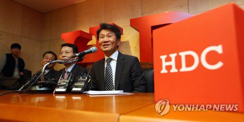 '아시아나 우선협상자 발표' 기자회견 당시 정몽규 HDC그룹 회장 [연합뉴스 자료사진]