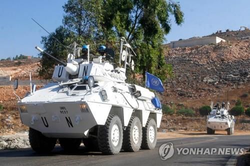 8월 26일(현지시간) 레바논 남부를 순찰 중인 유엔평화유지군(UNIFIL).[AFP=연합뉴스 자료사진]