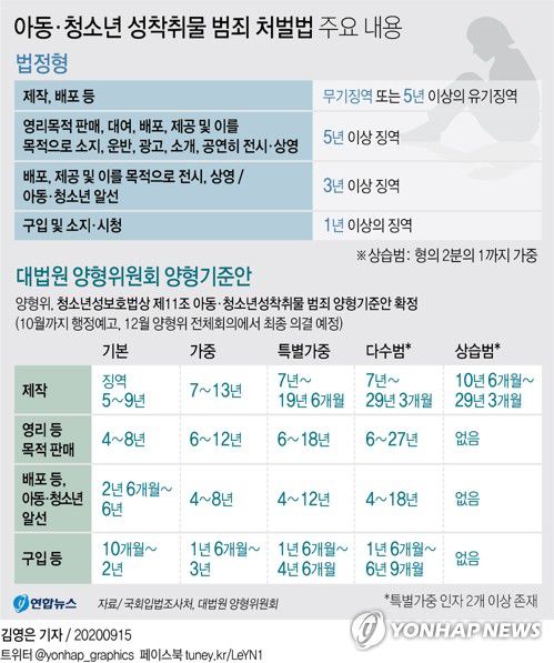 [고침] 그래픽(아동·청소년 성착취물 범죄 처벌법 주요 내용)