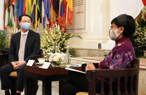 레트노 마르수디 인도네시아 외교장관 예방한 김건 차관보[주인도네시아 한국대사관 제공]