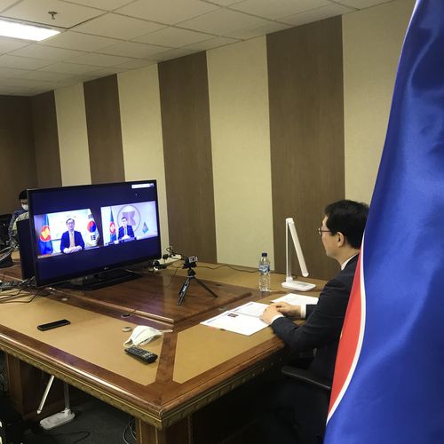 김 건 차관보, 림 족 호이 아세안 사무총장 화상 예방[주인도네시아 한국대사관 제공]