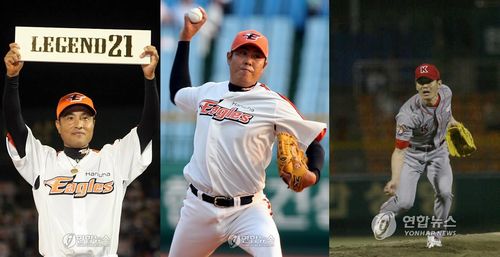 왼쪽부터 송진우, 정민철, 이강철[연합뉴스 자료사진. 재판매 및 DB금지]