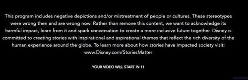 디즈니가 부착한 인종차별 경고 문구[트위터 갈무리·재판매 및 DB 금지]