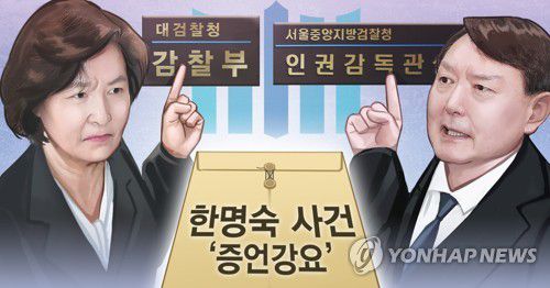 추미애 - 윤석열 '증언 강요' 조사권 갈등 (PG)[장현경 제작] 사진합성·일러스트
