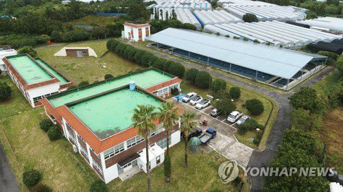 서귀포 강정 정수장(서귀포=연합뉴스) 박지호 기자 = 서귀포시 강정 정수장이 공급한 수돗물에서 유충이 발견됐다는 신고 수십건이 제주도 상하수도본부로 접수돼 시민들이 불안해하고 있다. 
    사진은 22일 오후 강정 정수장의 모습. 2020.10.22 jihopark@yna.co.kr