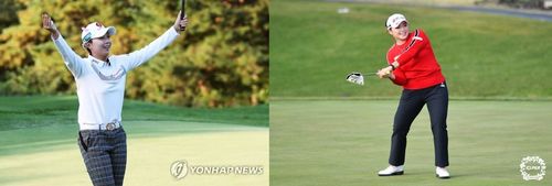 우승상금 3억원을 놓고 대결하는 김효주(왼쪽)와 장하나.[연합뉴스 자료사진·KLPGA 제공. 재판매 및 DB 금지]