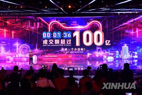 지난해  '11·11(쌍십일) 쇼핑 축제' 전경(베이징 신화=연합뉴스)