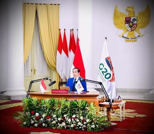 G20정상회의서 발언하는 조코 위도도 인도네시아 대통령[인도네시아 대통령궁 제공]