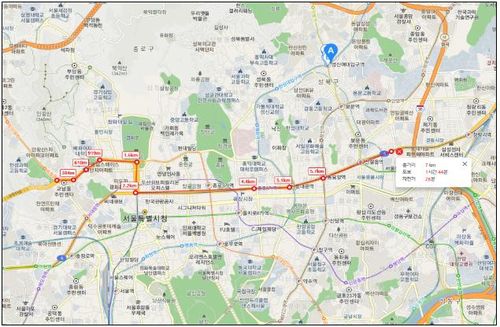 집중관리도로 노선도 예시[환경부 제공. 재판매 및 DB 금지]