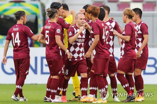 AFC 챔피언스리그에 출전 중인 빗셀 고베 선수들.[AFP=연합뉴스]