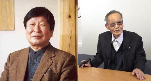 '문화유산 보호 유공자' 은관 수장자들고(故) 신영훈 지용한옥학교 명예교장(왼쪽)과 유영기 국가무형문화재 제47호 궁시장 보유자 [문화재청 제공. 재판매 및 DB 금지]