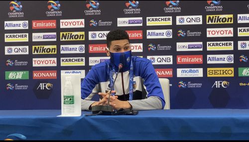 경기 후 소감 밝히는 비욘 존슨.[한국프로축구연맹 제공. 재판매 및 DB 금지]