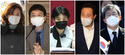 야권 서울시장 출마 후보군왼쪽부터 국민의힘 나경원 전 의원, 김웅 의원, 윤희숙 의원, 오세훈 전 서울시장, 유승민 전 의원.[연합뉴스 자료사진]
