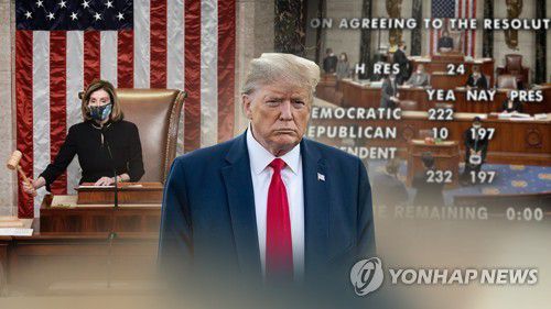 '트럼프 탄핵안' 美하원 통과…공화당서도 10명 찬성표 (CG)[연합뉴스TV 제공]