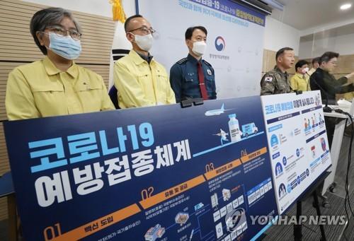 코로나19 예방접종 종합계획 발표하는 정은경 청장과 부처 관계자(청주=연합뉴스) 김주형 기자 = 코로나19 예방접종 대응 추진단장을 맡고 있는 정은경 질병관리청장(중앙방역대책본부장, 왼쪽)을 비롯한 국방부, 경찰청, 행안부 등 배석자들이 28일 오후 충북 청주시 질병관리본부에서 열린 신종 코로나바이러스 감염증(코로나19) 대응 정례 브리핑에서 '코로나19 예방접종 종합계획'을 발표하고 있다. 2021.1.28 kjhpress@yna.co.kr