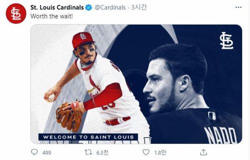 에러나도의 영입을 알리는 세인트루이스 카디널스 구단[세인트루이스 카디널스 구단 트위터 캡처. 재판매 및 DB금지]