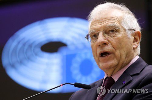 EU 대외정책을 총괄하는 호세프 보렐 외교·안보 정책 고위대표가 지난 9일 벨기에 브뤼셀에 있는 유럽의회에서 발언하고 있다. [로이터=연합뉴스 자료사진]