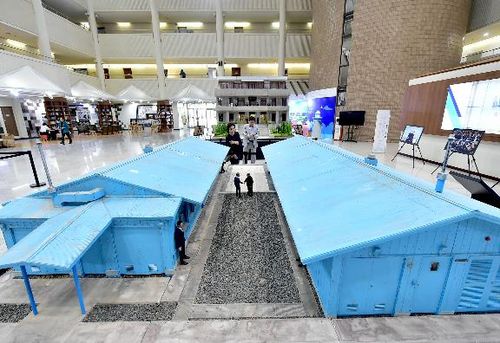 판문점 모형(인천=연합뉴스) 2019년 6월 인천시청에 임시 전시된 판문점 디오라마.